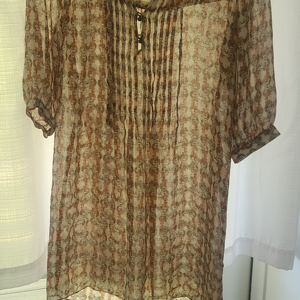 Sheer Brown Patterned Blouse